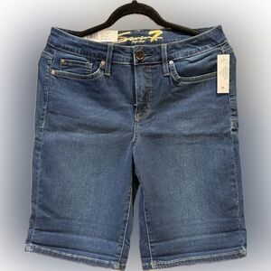 Seven7 Sunset Bermuda Denim Shorts NWT Size 8 Stretch Mid Rise 9” Inseam